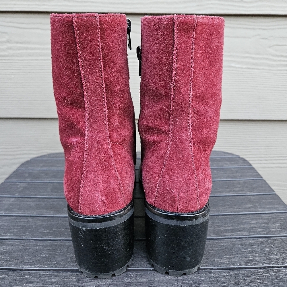 Coach Jadyn Suede Lace Up Combat Boots Satin Laces Wine Red Punk Goth Size 6 B - Picture 8 of 16